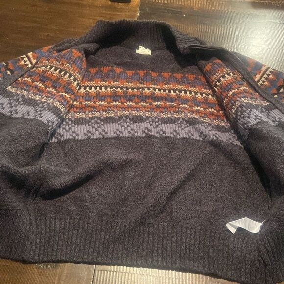 Men's Stetson Western Gray Patterned Sweater Zip up Cardigan XL - Picture 6 of 9